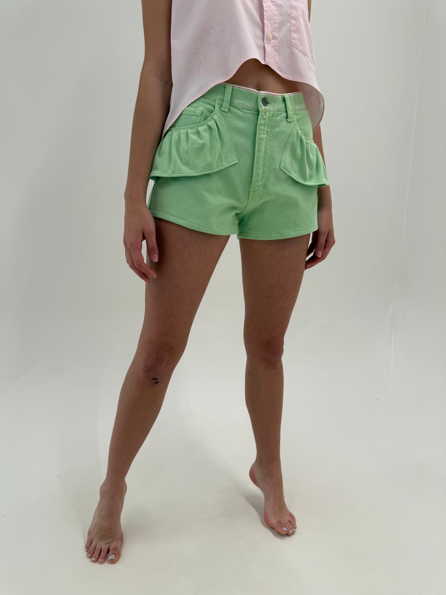 Pantaloni scurți din jeans Moschino pistachio green