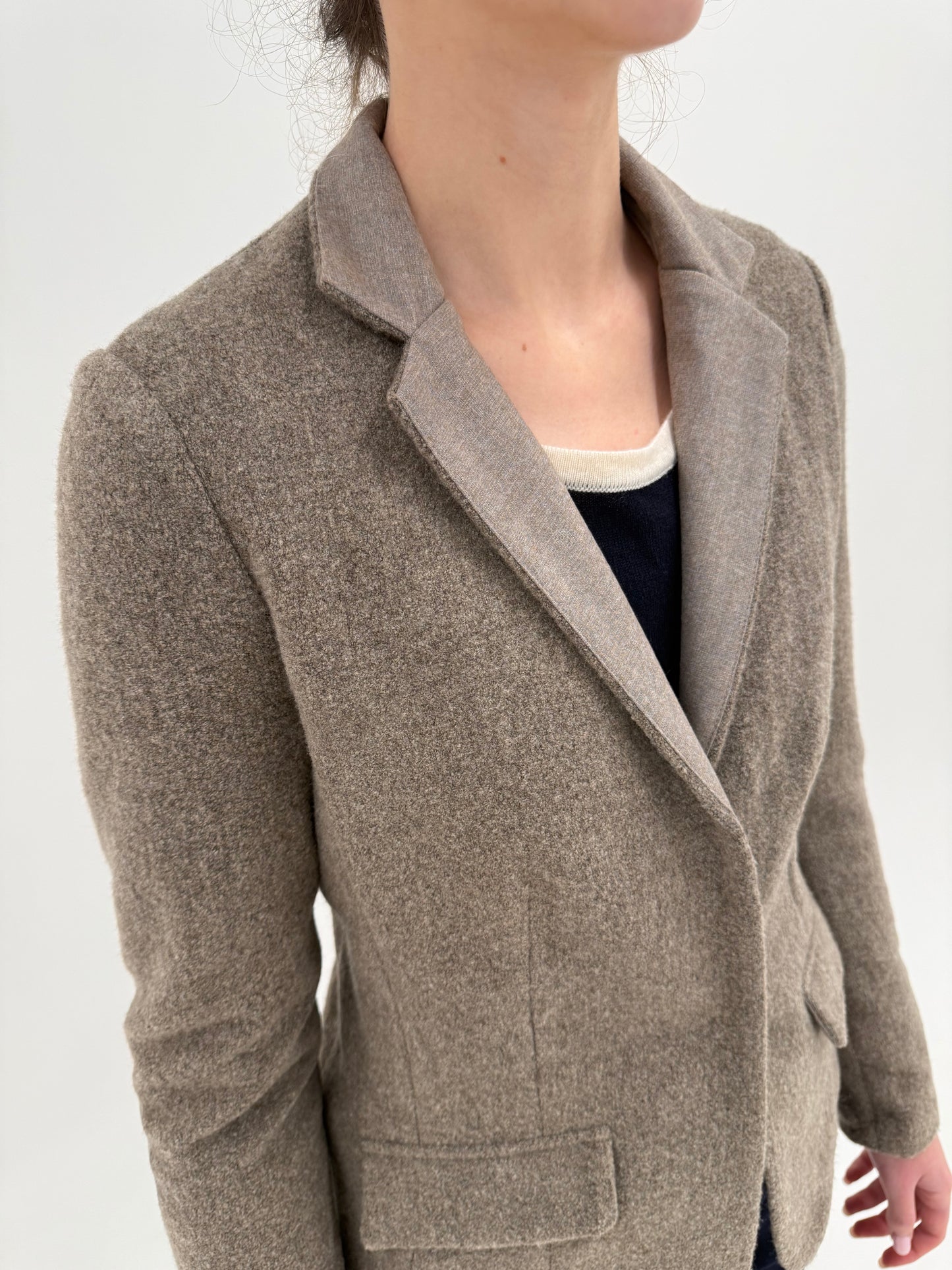 Sacou ultra luxury Fabiana Filippi din boiled wool taupe brown