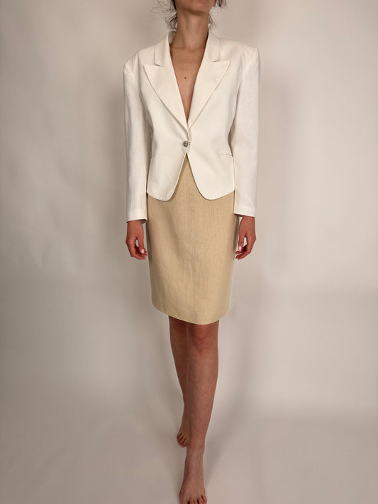 Fustă Valentino beige din în cu talie ultra înaltă marcată