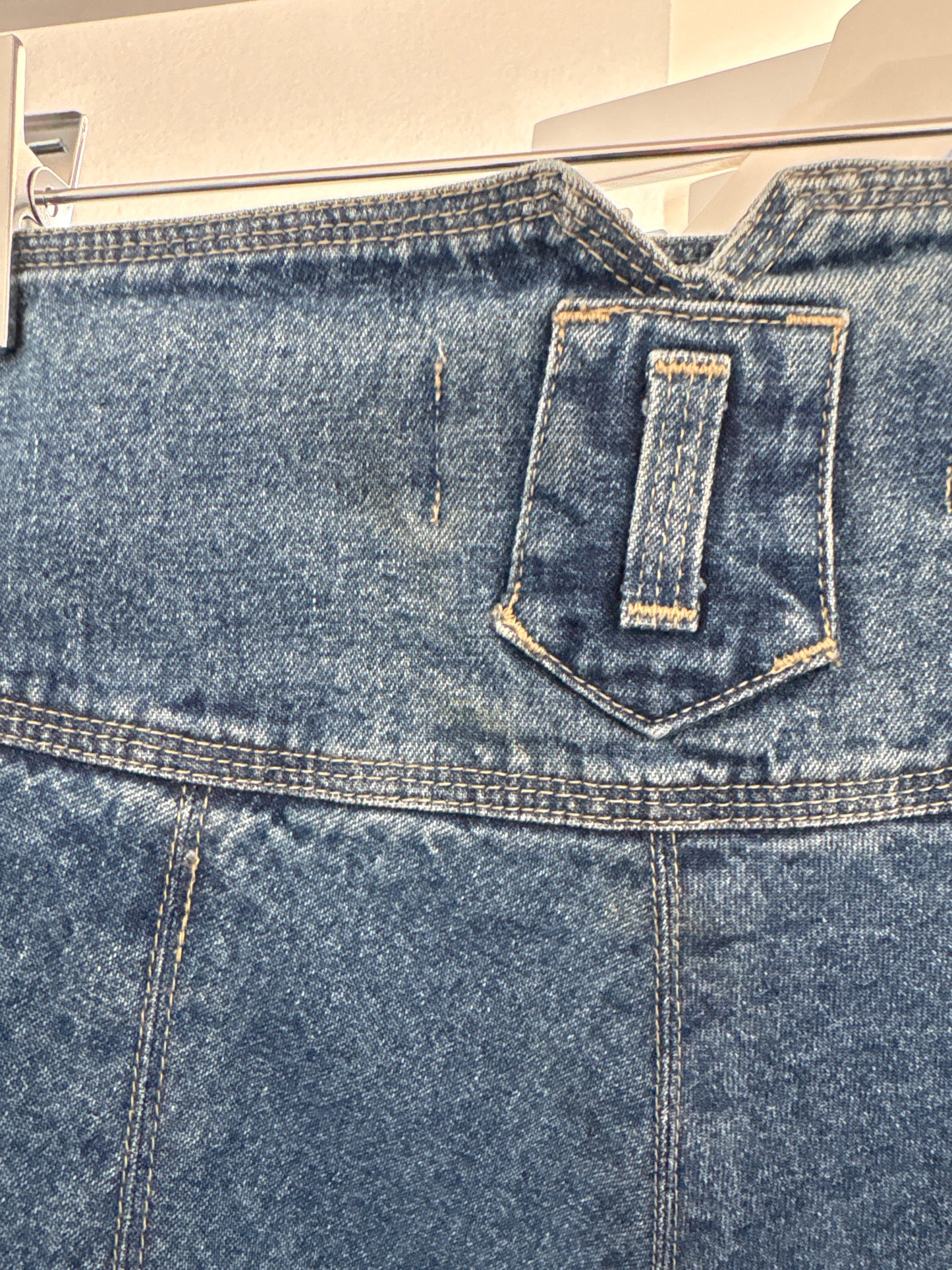 Fustă old vintage din jeans anii 80 extrem de amplă cu talie ultra înaltă