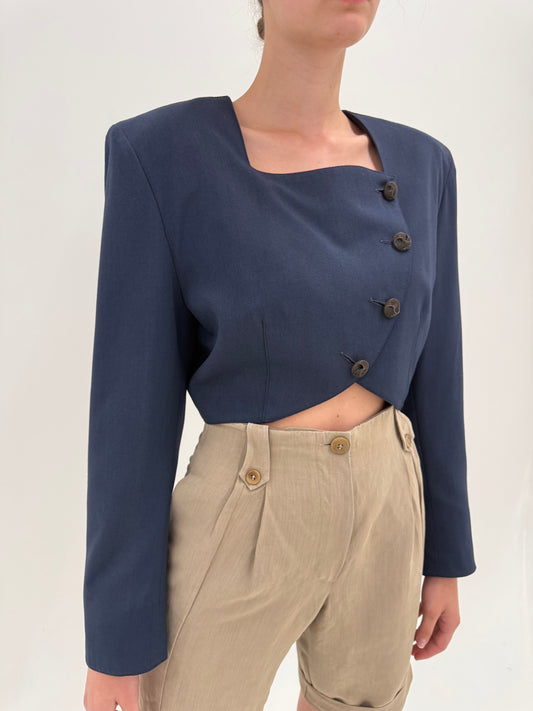 Sacou italian vintage de designer în croi ultra cambrat retro modern