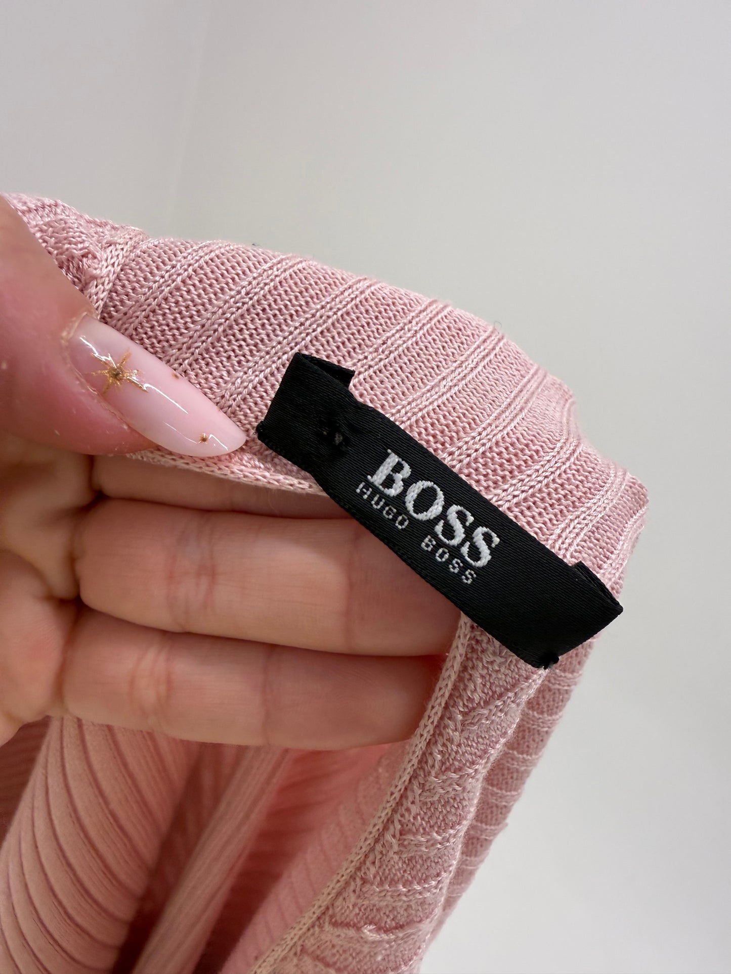 Light cotton knit Hugo Boss ribbed powder pink