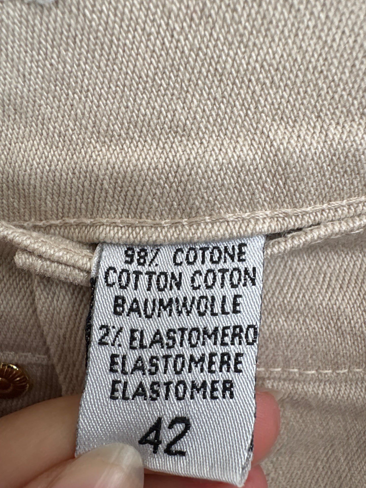 Jeans vintage confort light nude modelatori cu feronerie aurie