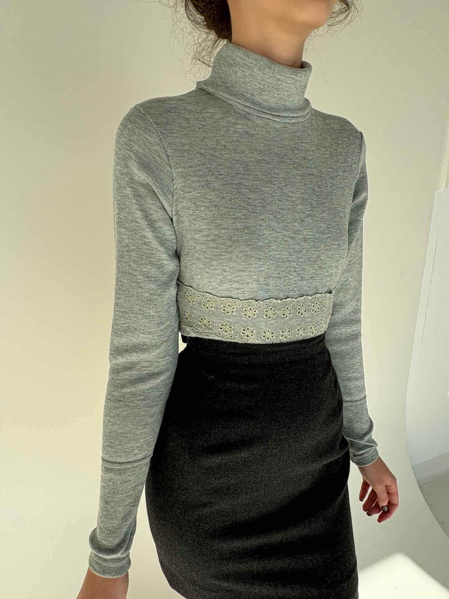Body tip Maleta cu broderie din bumbac plin ribbed