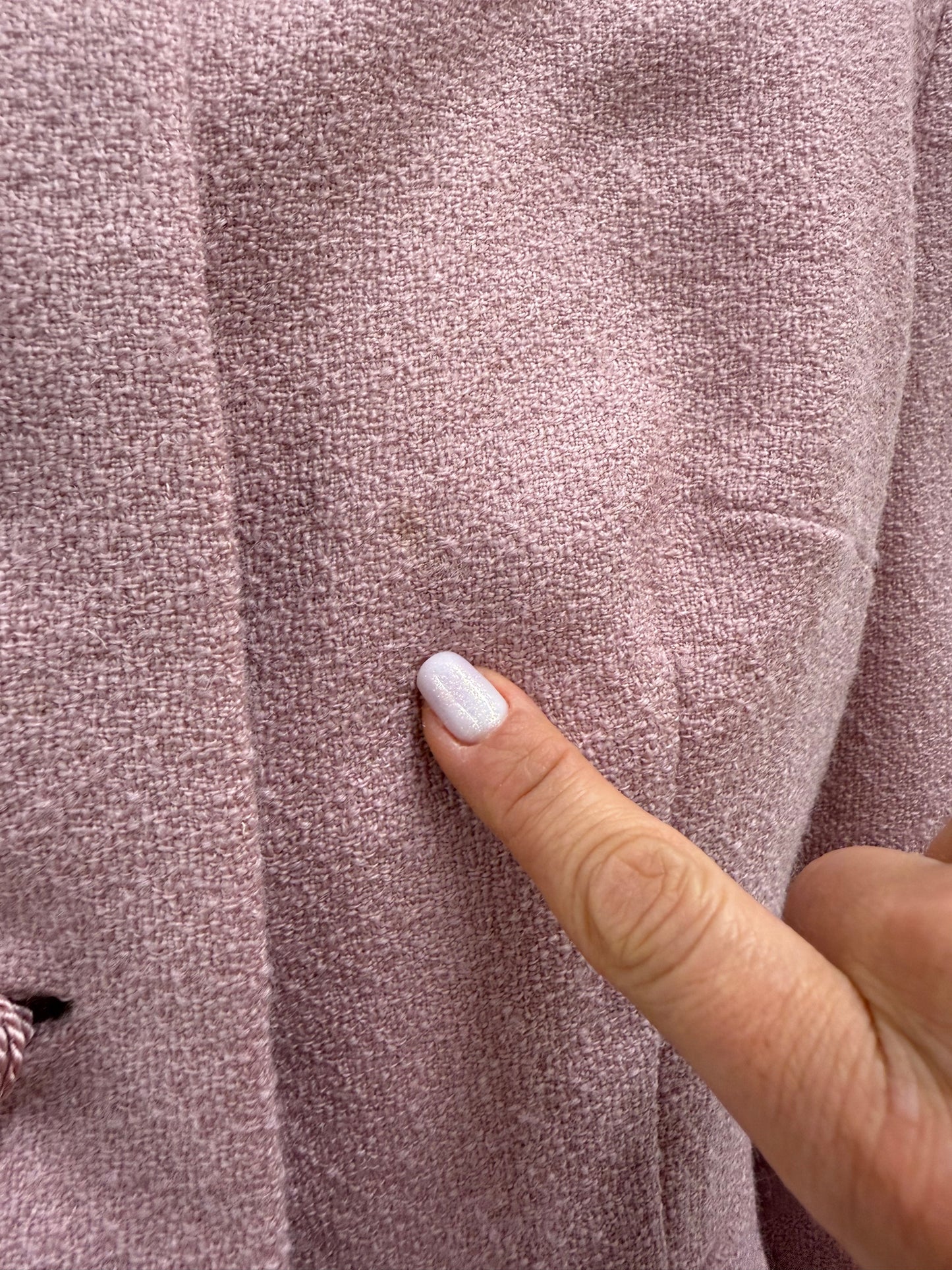 Sacou old vintage anii 80 powder pink din boucle de lana cu nasturi lucrați manual