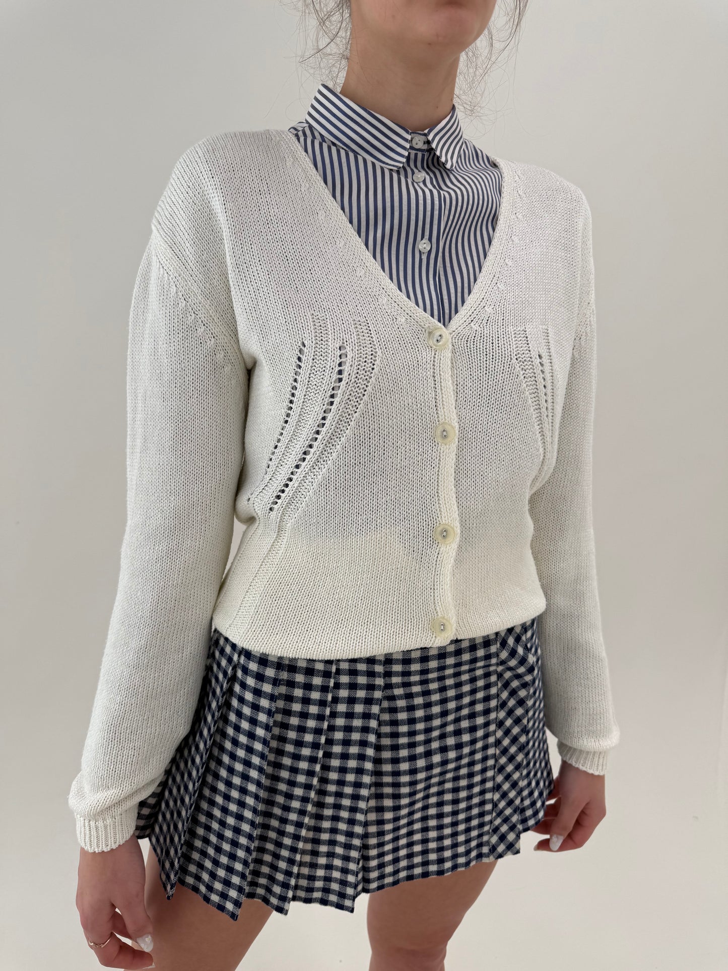 Cardigan italian din bumbac dantelat