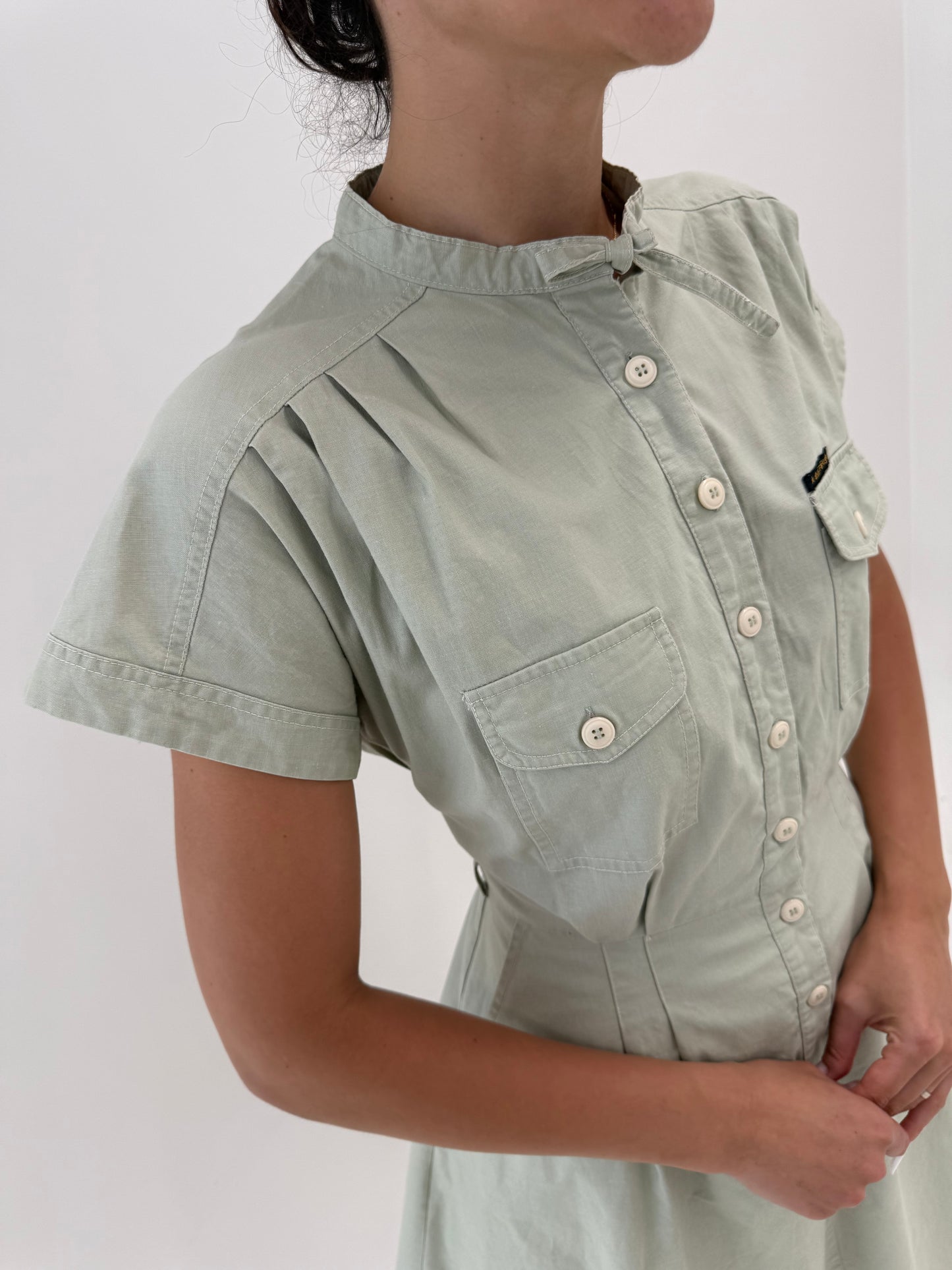 Rochie vintage maxi excepțională în croi retro modern din canvas de bumbac
