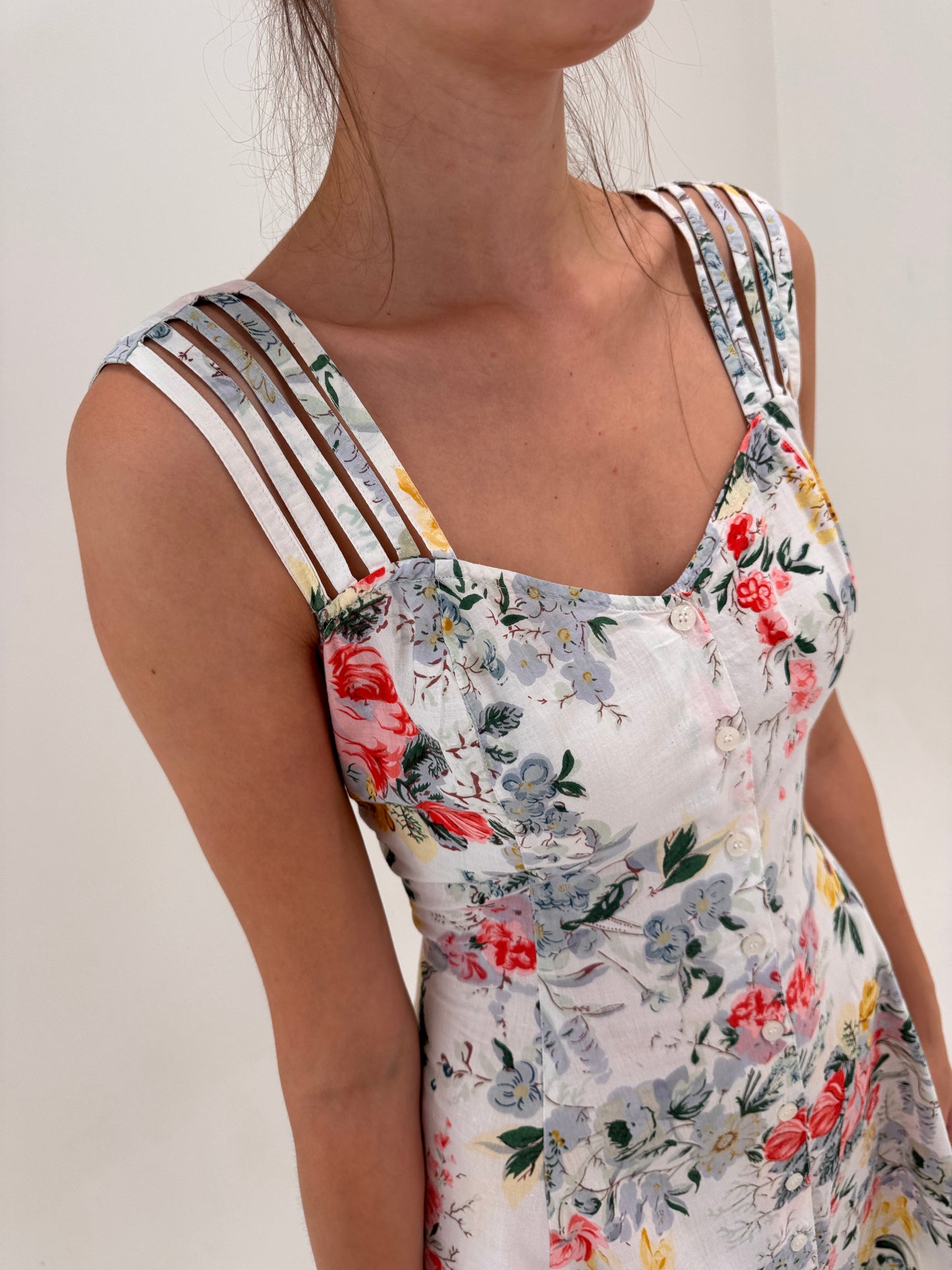 Rochie vintage cu print floral superb din cea mai fină panzica de bumbac
