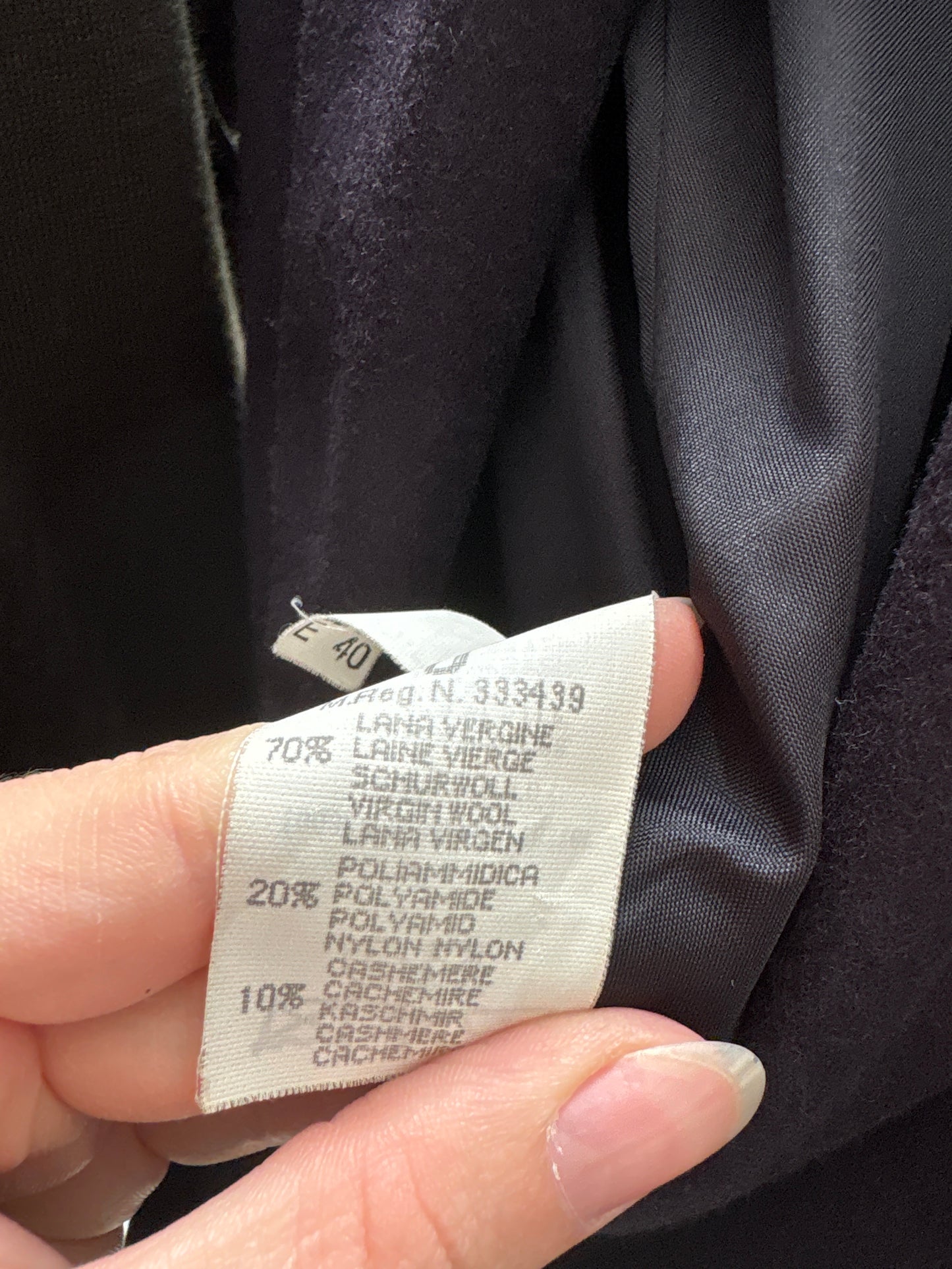 Sacou petite Navy din stofă plină de lana cu cașmir