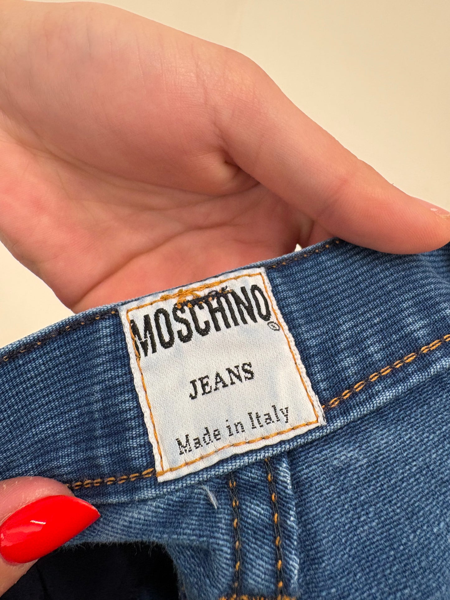 Jeans vintage Moschino cu talie ultra înaltă petite
