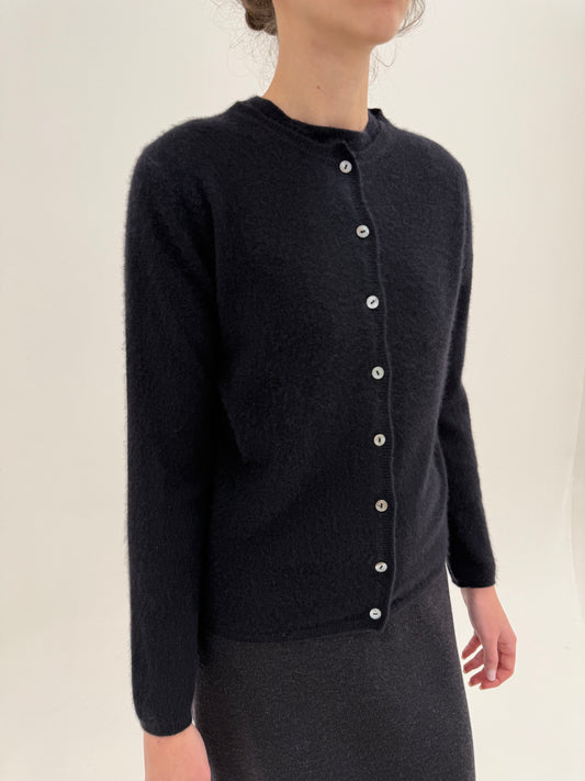 Set negru din cașmir multiply de brand luxury top + cardigan