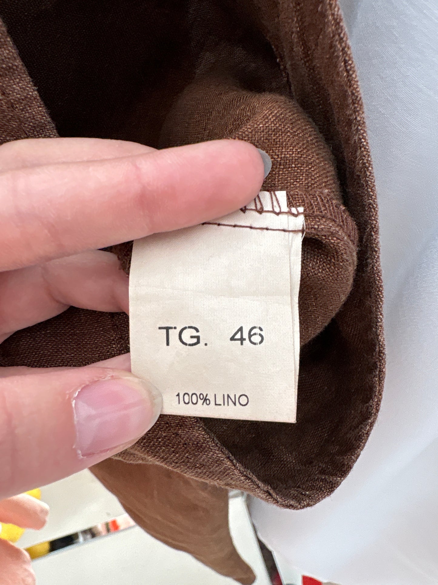 Pantaloni tall chocolate brown italienești din in premium în croi evazat