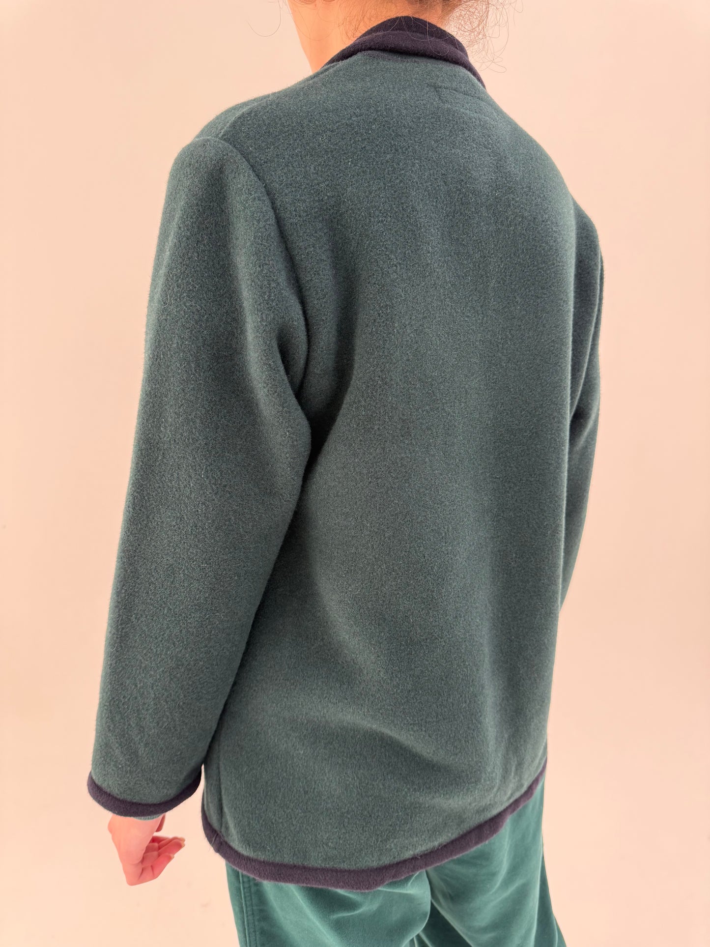 Jacheta dark green petite din lana groasă extrafina cu paspoal