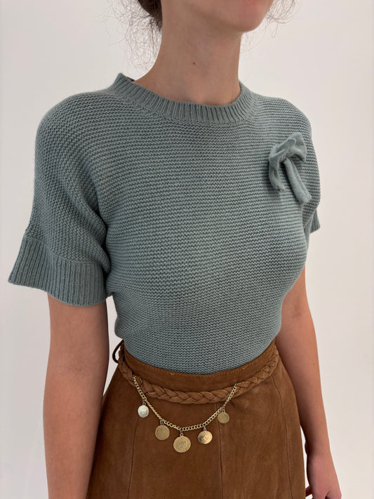 Top Sage green luxury din lana extrafina de gramaj mare