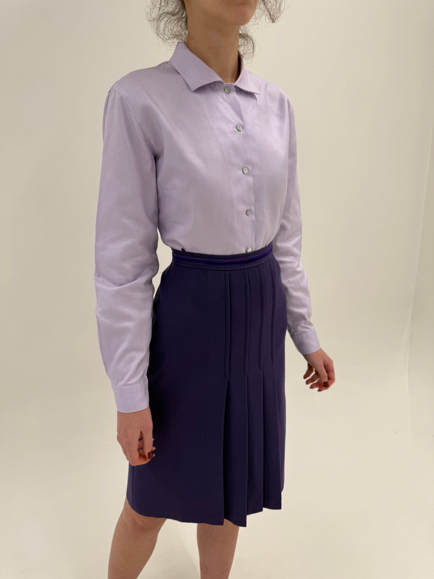 Cămașa high end italiană din poplin gros lucios de bumbac lavandă