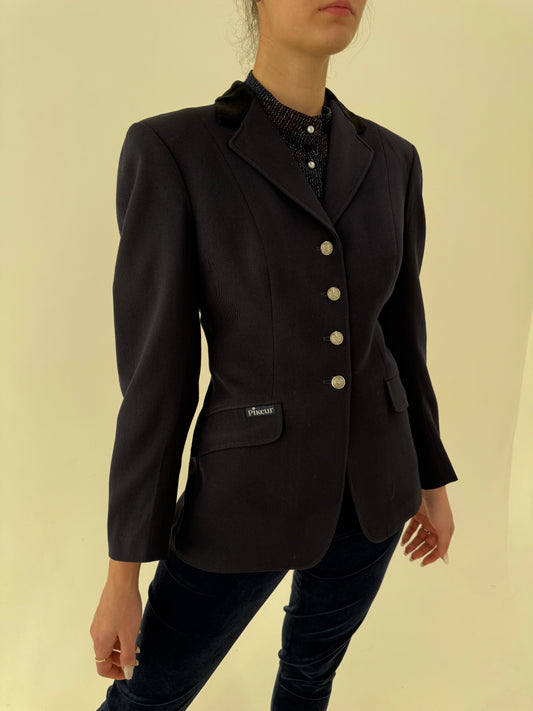 Sacou cambrat de călărie din lana ultra confort cu nasturi argintii