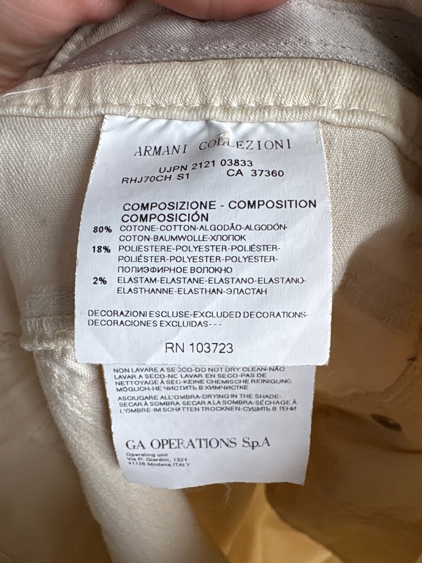 Pantaloni Armani vintage light nude din bumbac ultra confort modelator