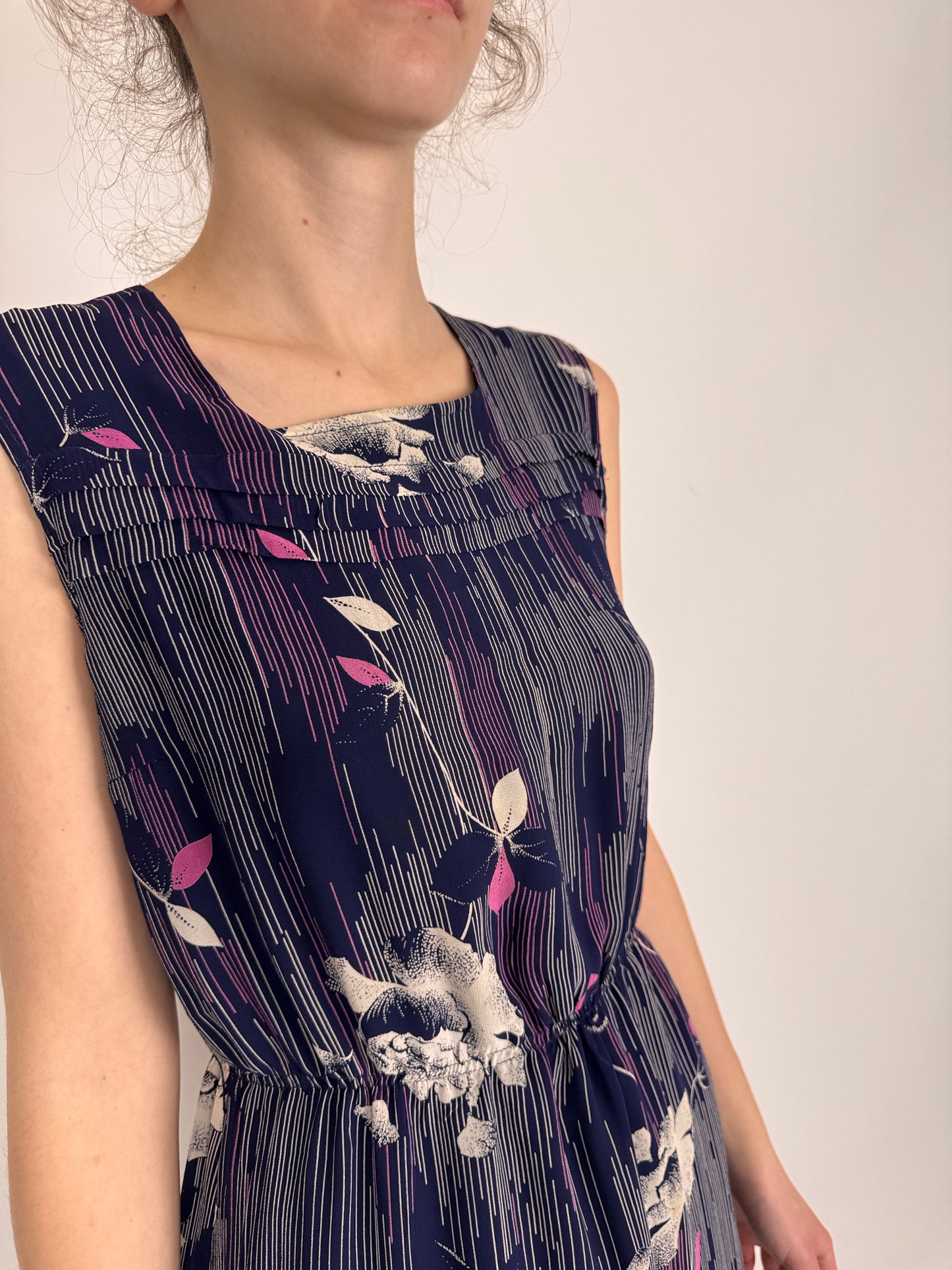 Rochie vintage din mătase naturală cu talie marcată elastică