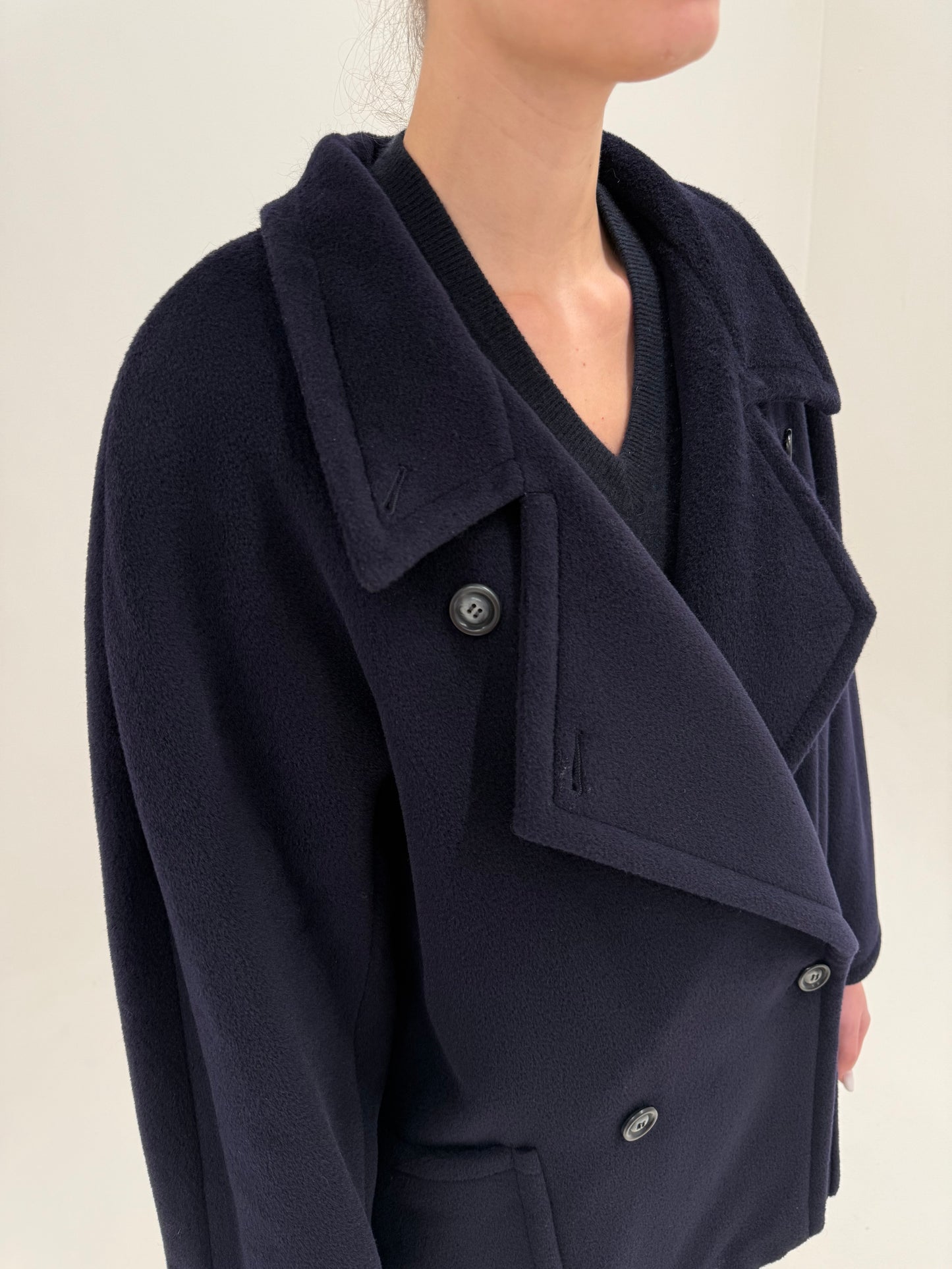 Jacheta Max Mara pea coat în croi actual din lana, cașmir și mohair