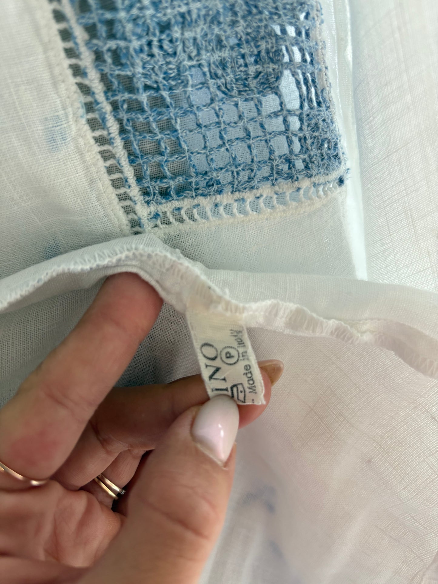 Cămașa italiană excepțională din in cu lucrătură manuală și macrame