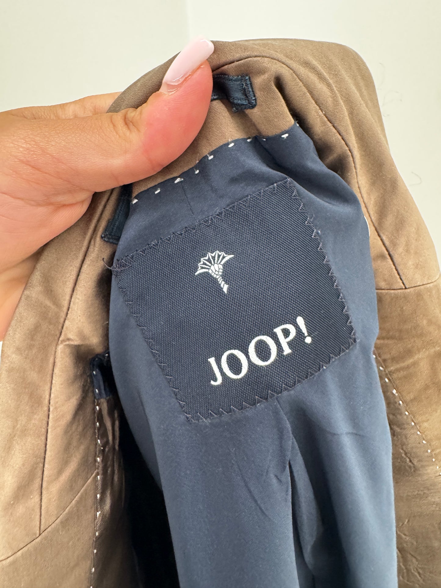 Sacou Joop tall grej din gatbardina de bumbac în croi actual