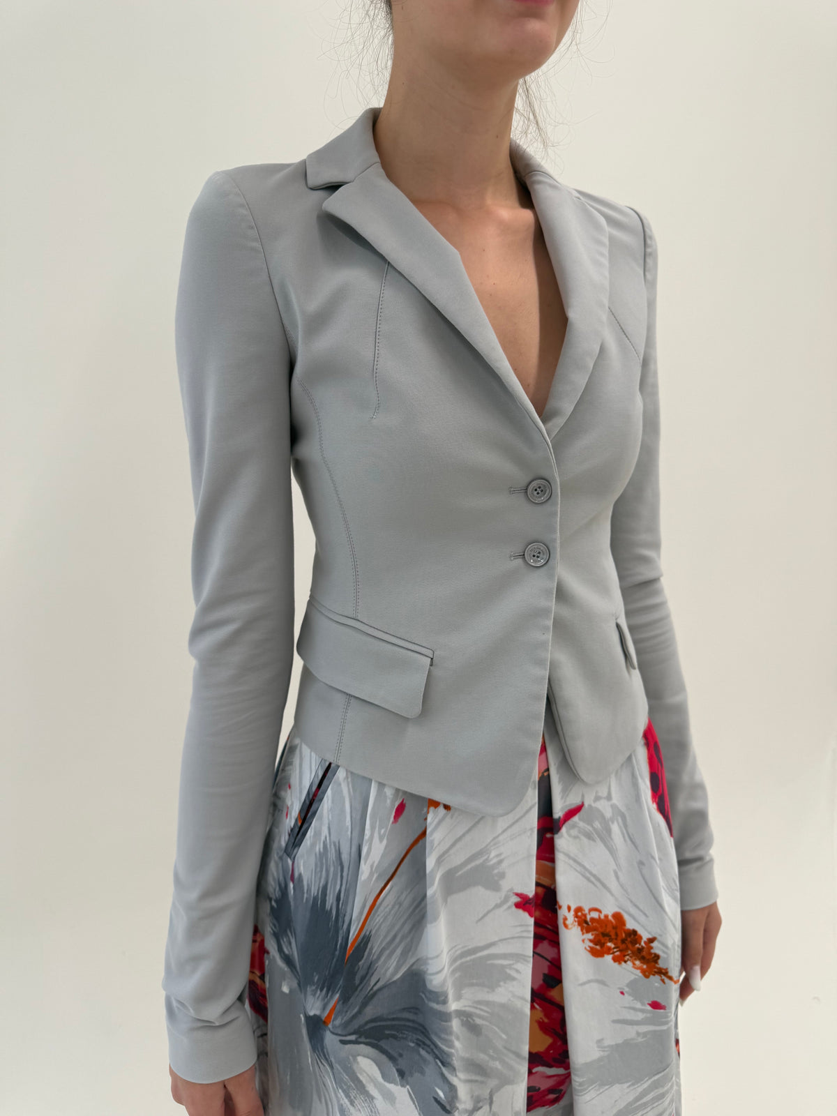 Sacou ultra cambrat Patrizia Pepe cin poplin modelator silver gray