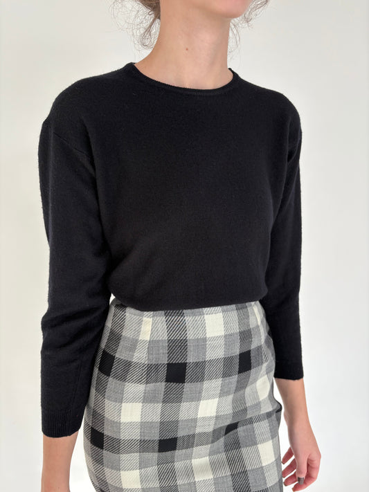 Pulover negru petite din lana extrafina