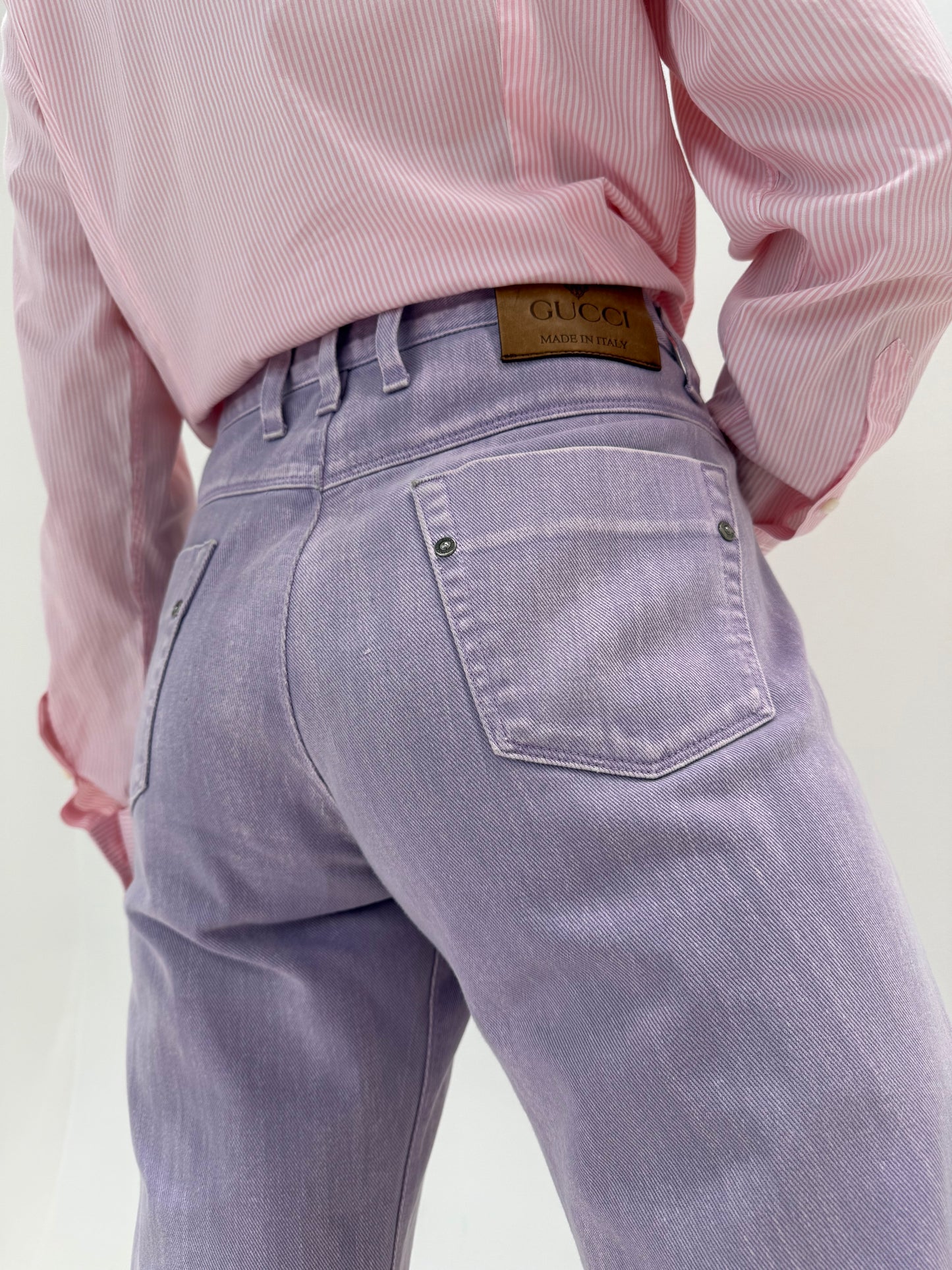 Jeans Gucci lavender de vară in croi clasic