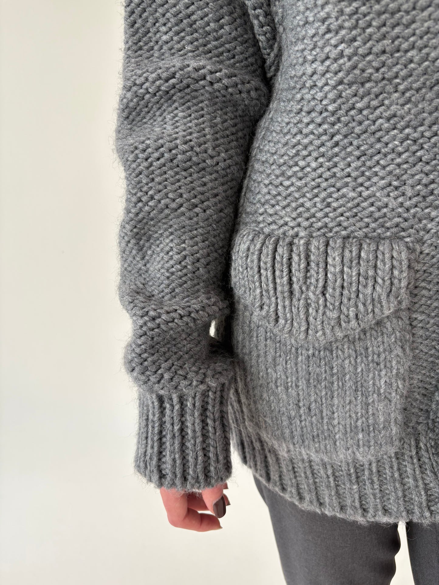 Jacheta tall din tricot super gros de lana extrafina