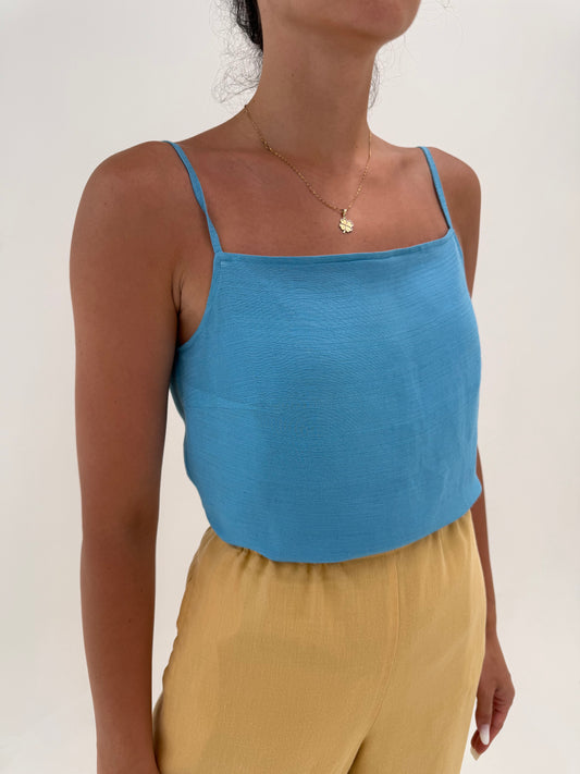 Top albastru ciel Marella by Max Mara din pânză