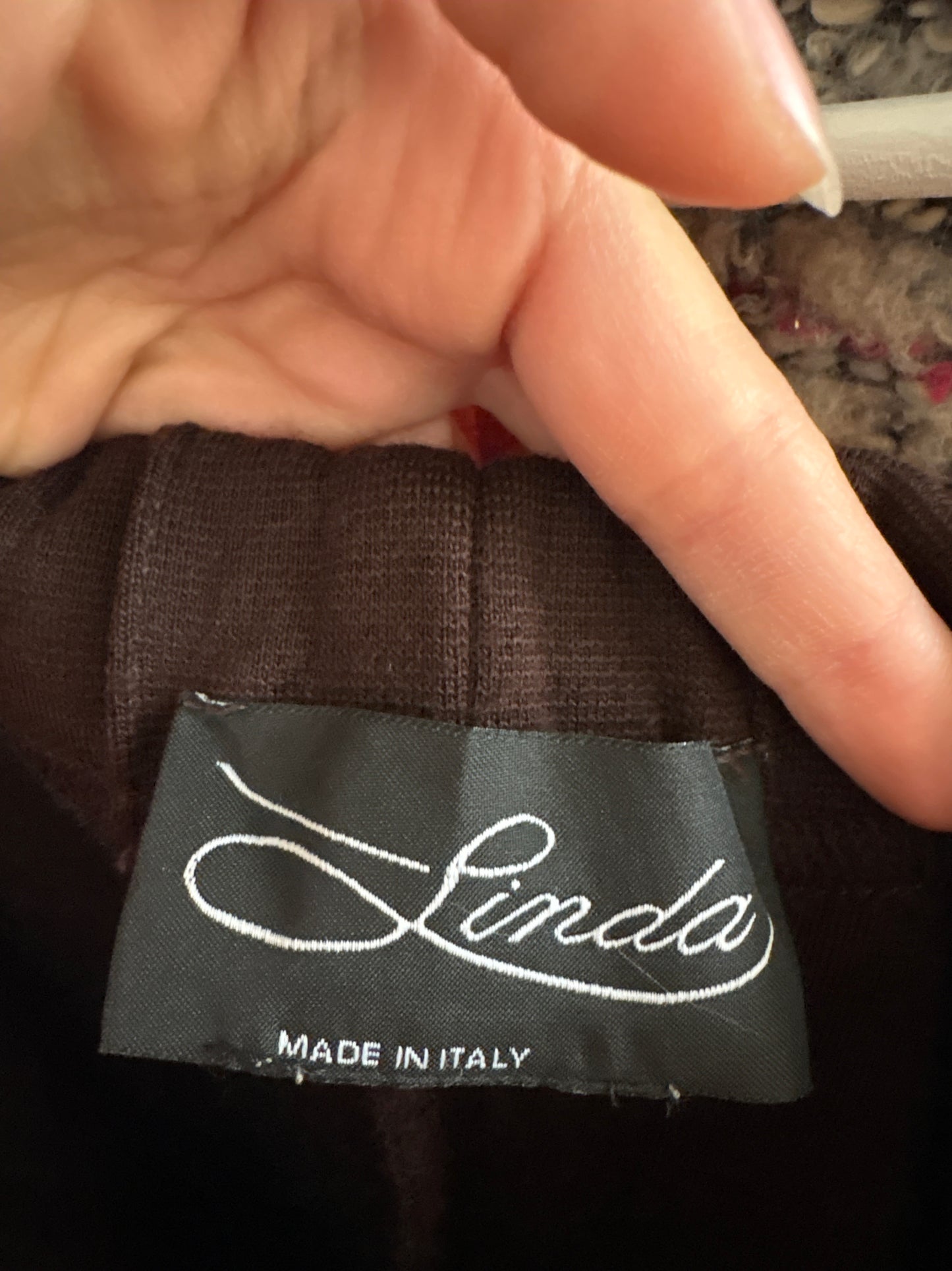 Pantaloni high end italieni cu talie ultra înaltă din tricot de lana merino