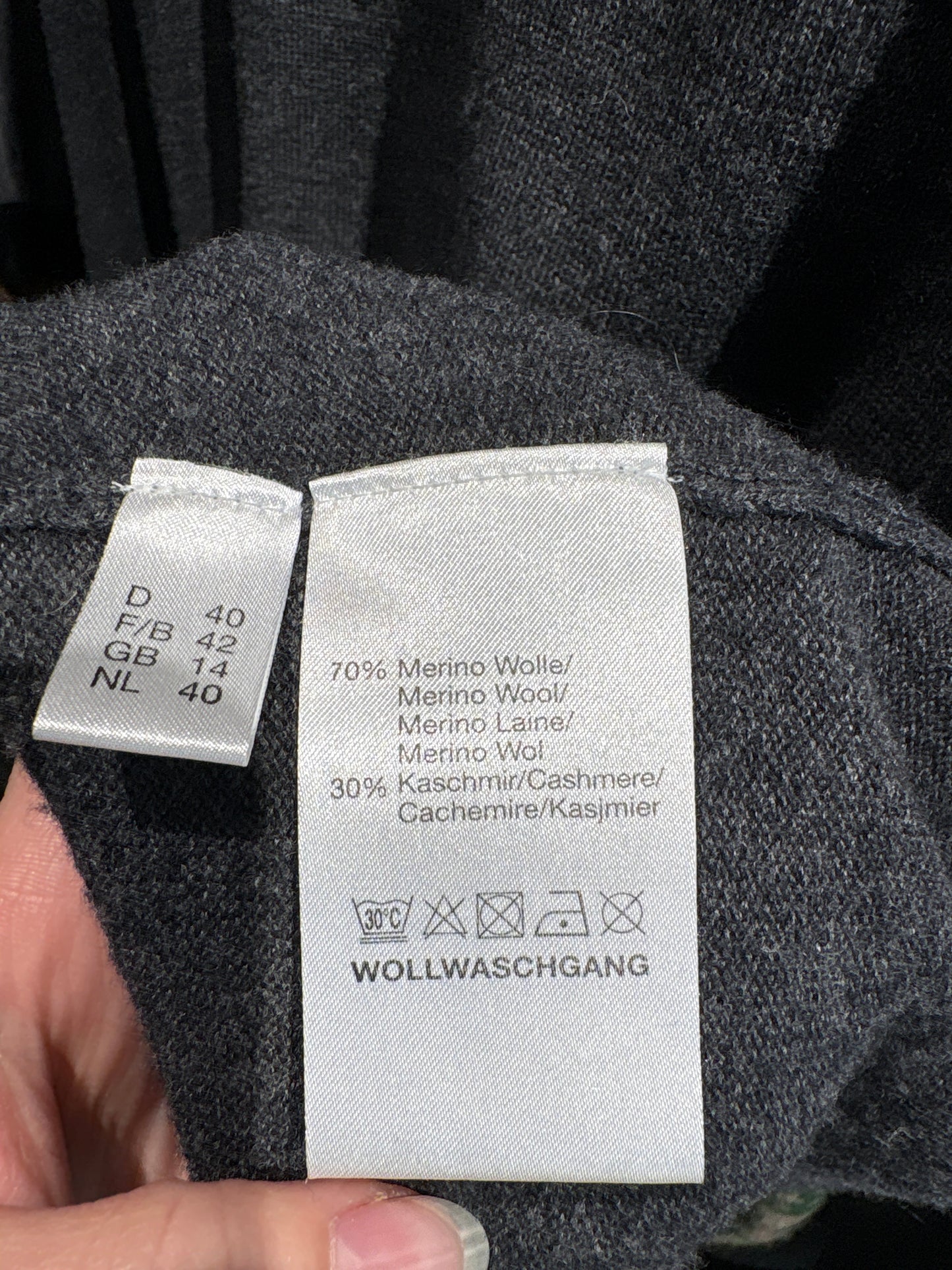 Maleta din cașmir și lana merino extrafina de gramaj mare charcoal gray