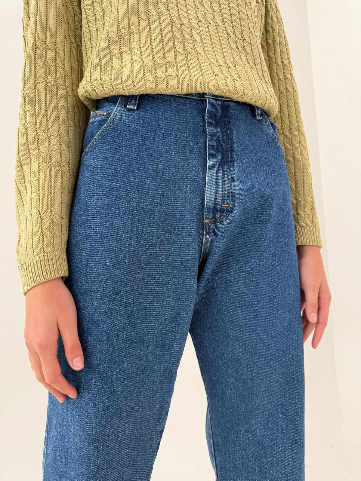 Jeans vintage indigo wash plus size straight leg din bumbac gros
