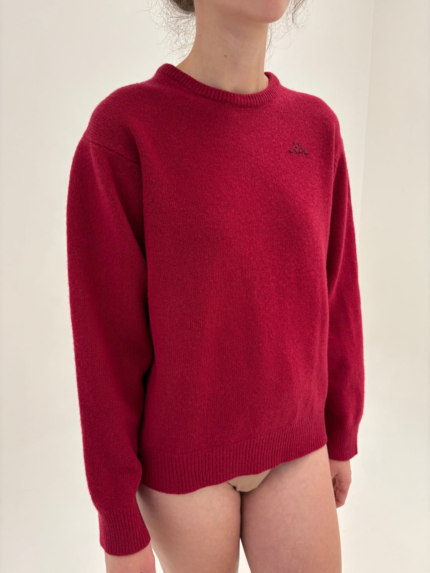 Pulover italian rasberry red din lana extrafina de gramaj mare