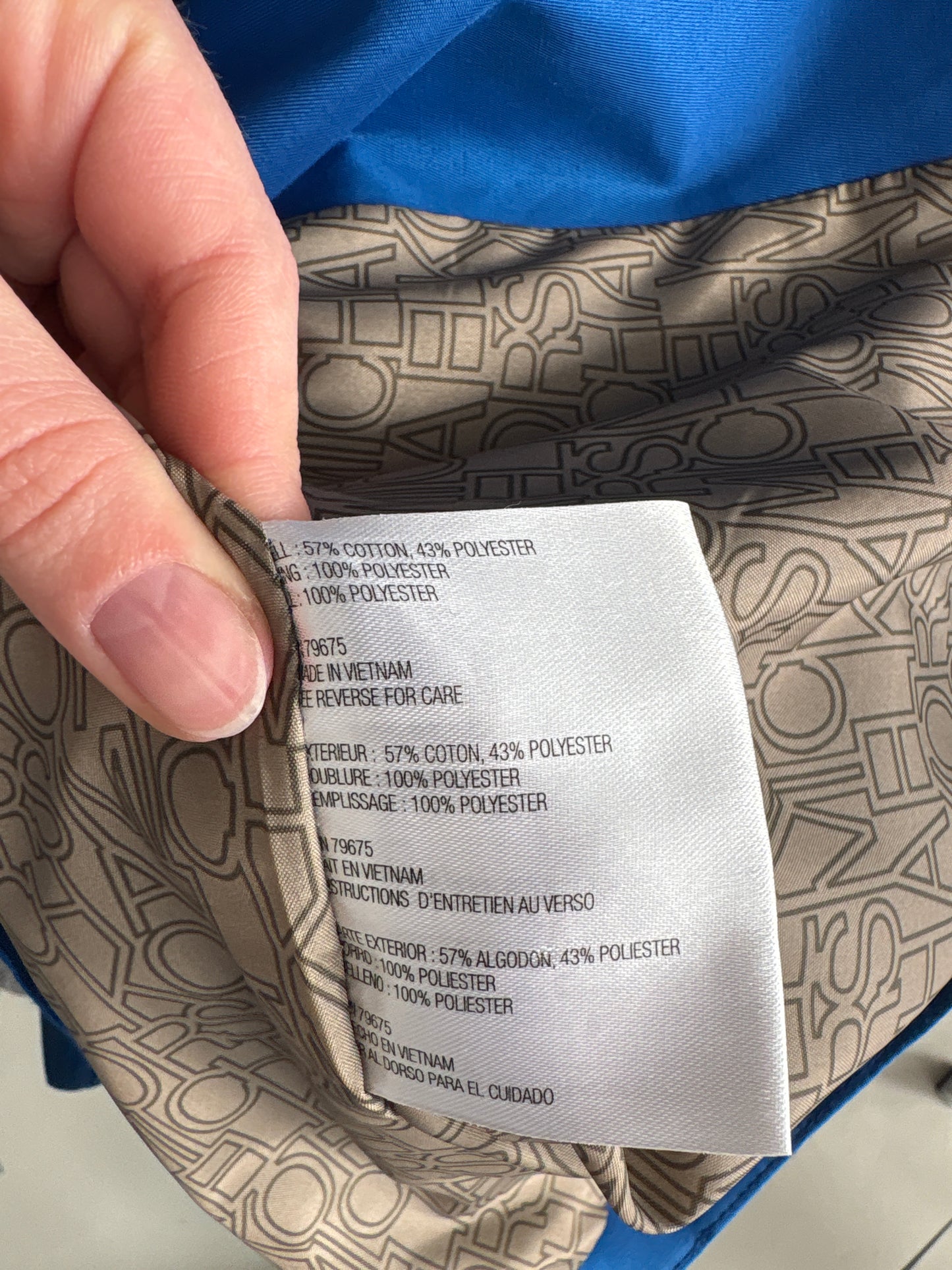 Trench petite Michael Kors albastru regal din Gabardină cu feronerie aurie