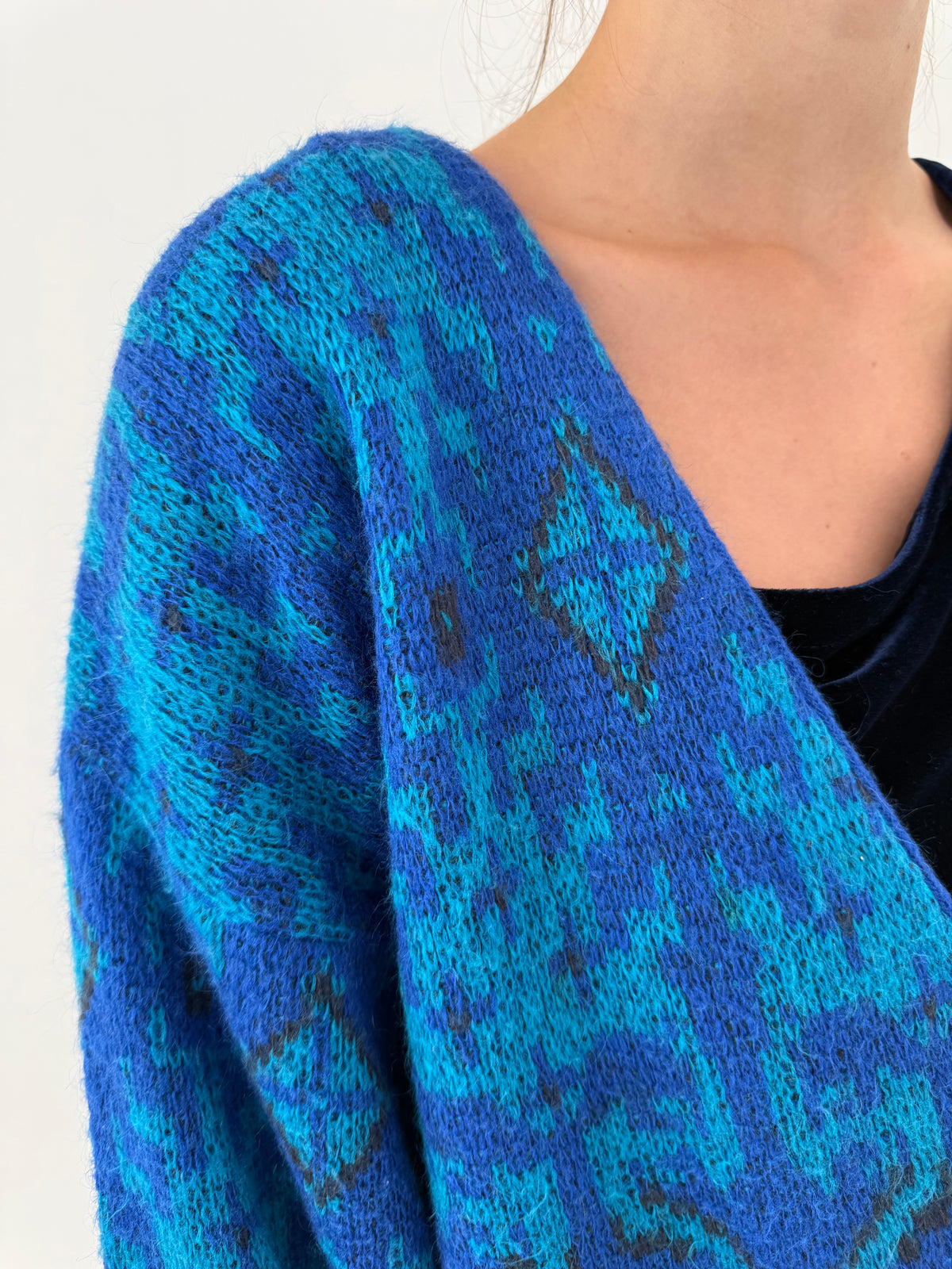 Cardigan gros tip jachetă în culori superbe din mix de lana cu mâneci ample