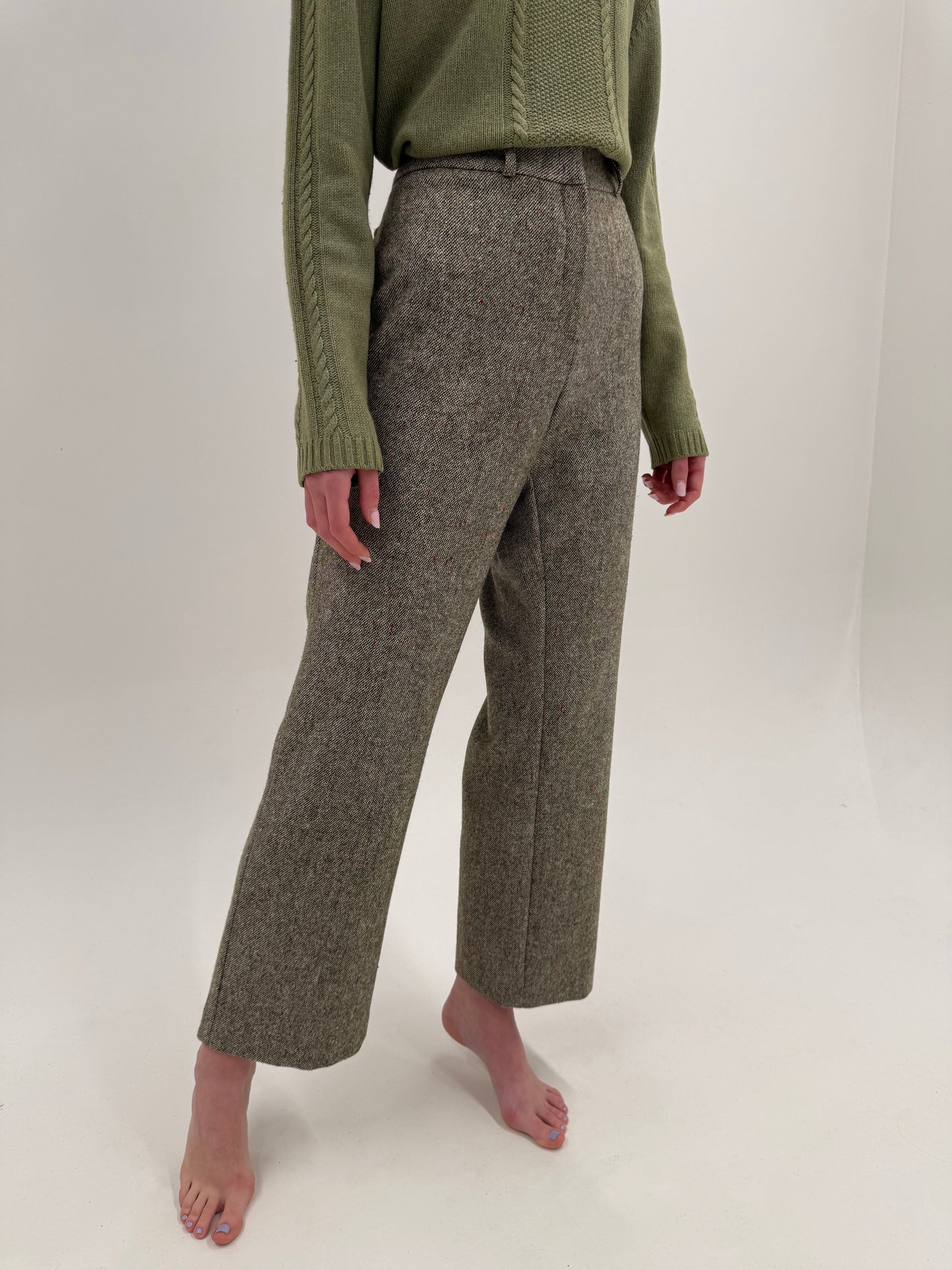 Pantaloni din tweed moale Donegal extrafin cu inserții curcubeu