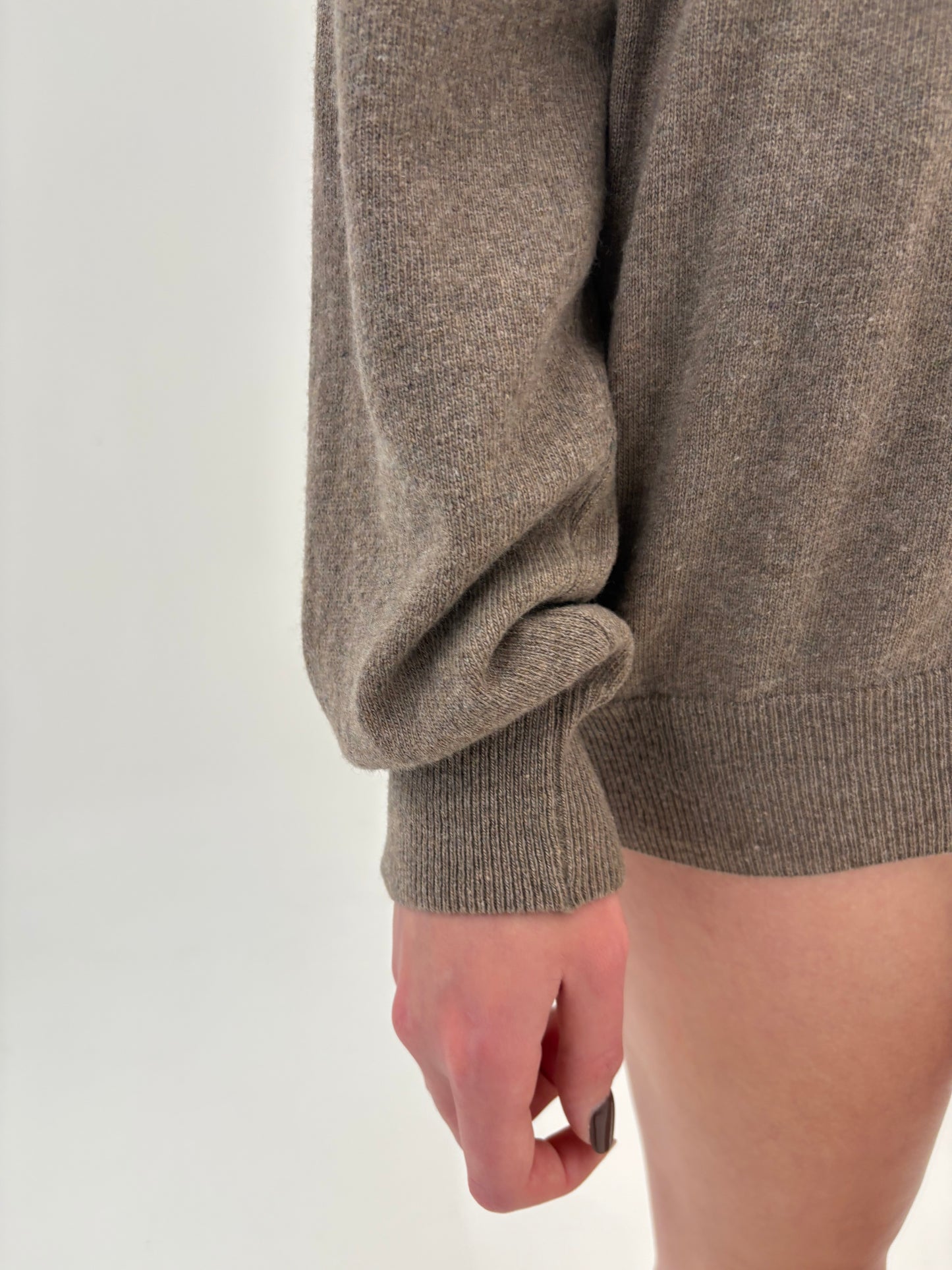 Pulover dark nude în anchior din lana merino extrafina de gramaj mare