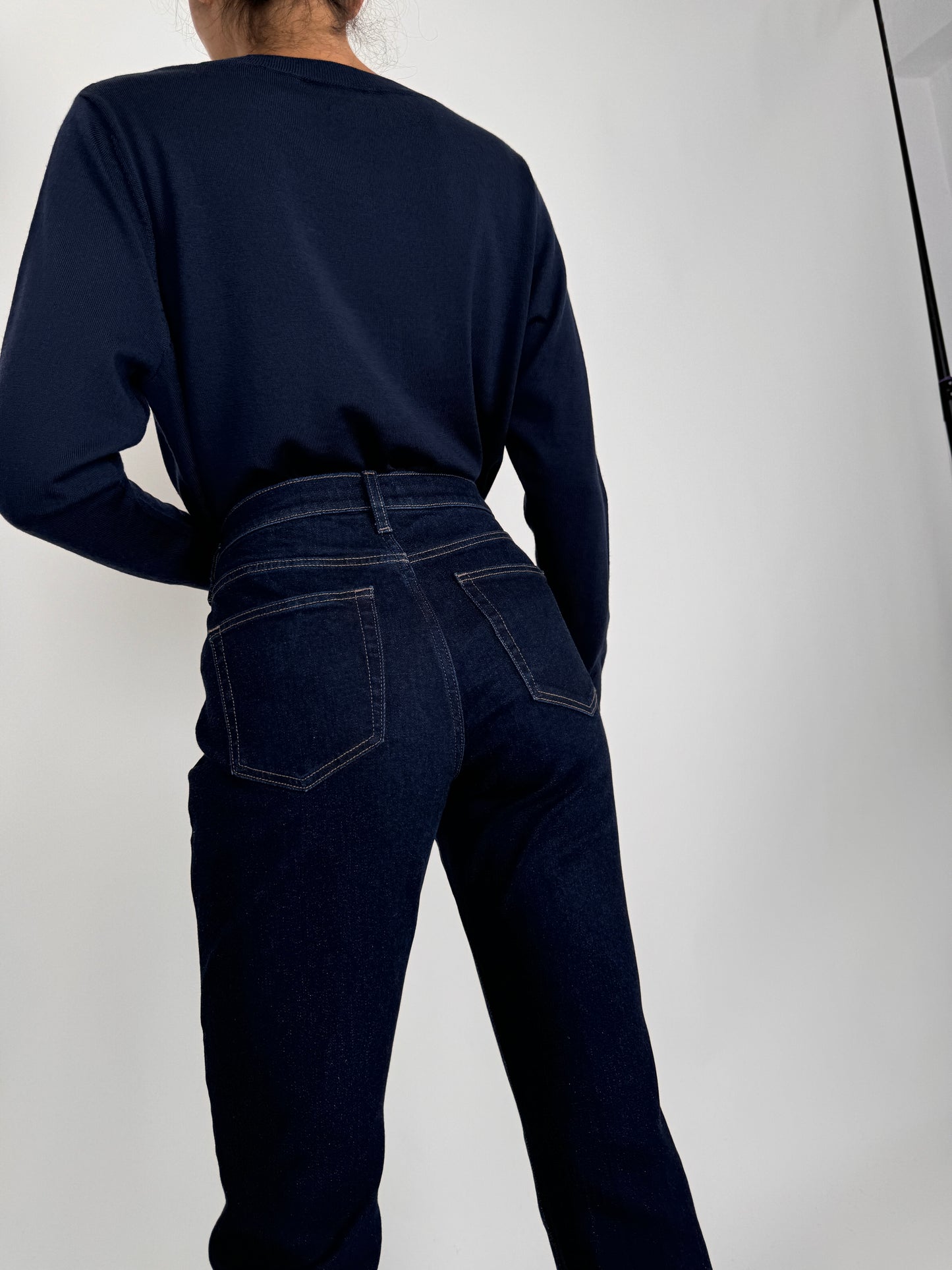 Jeanși premium dark wash modelatori cu talie