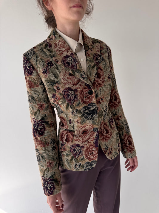 Sacou vintage de brand luxury Biba din brocart în culori superbe