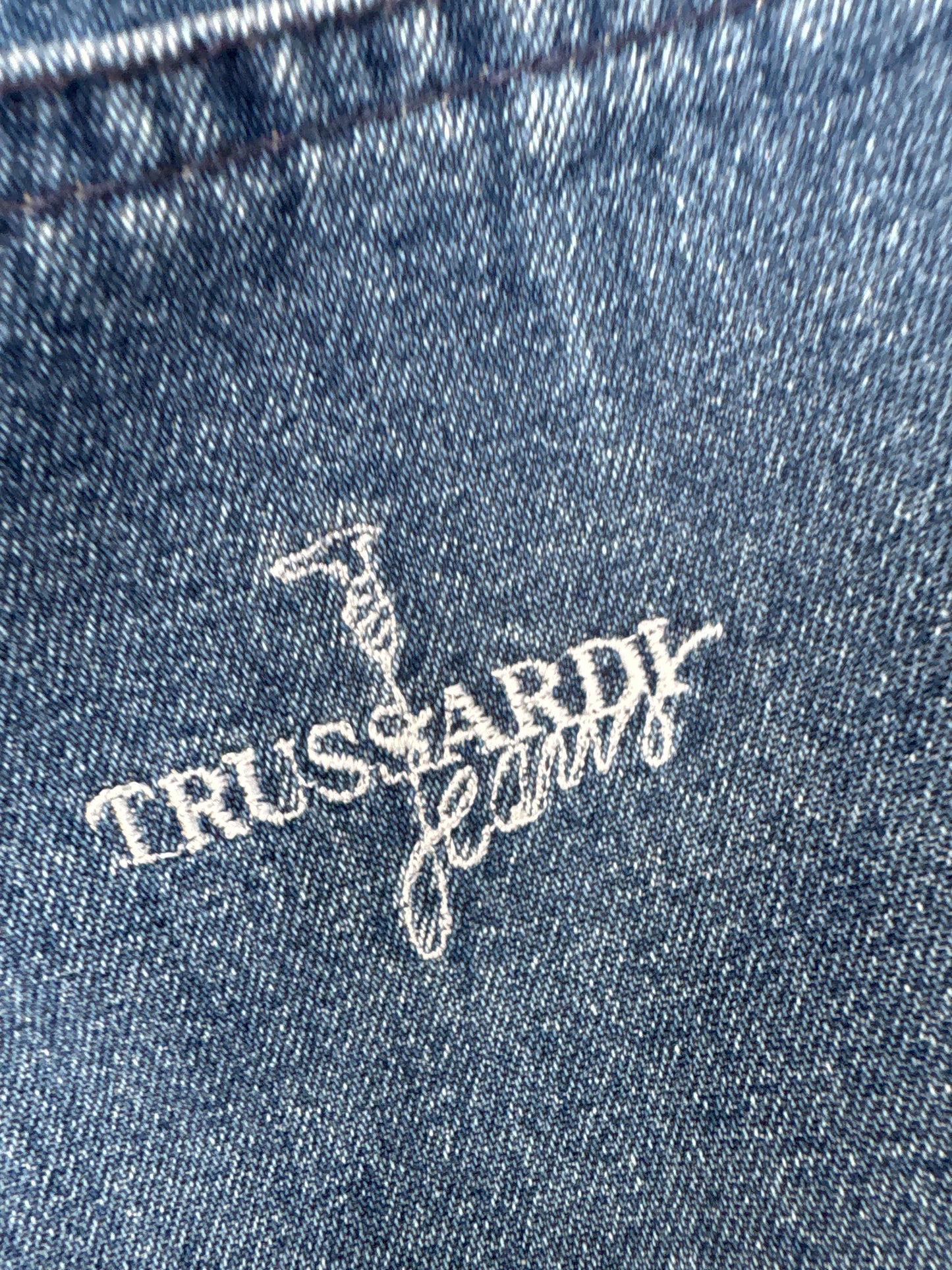 Fustă vintage luxury Trussardi din jeans moale de vară cu talie ultra înaltă
