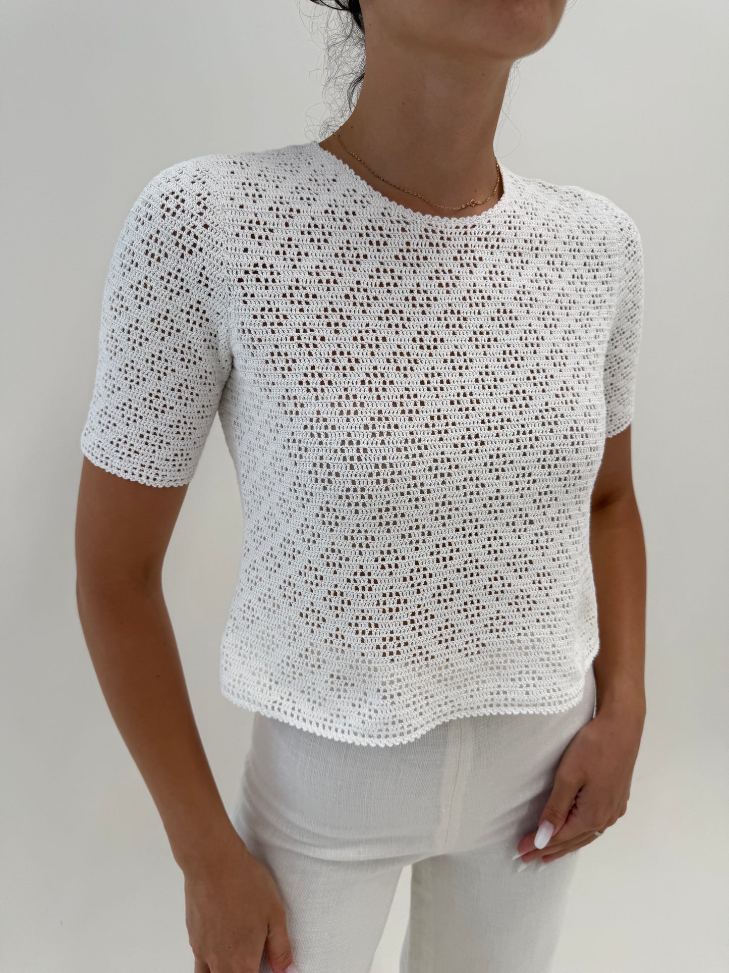 Top vintage excepțional din macrame lucrat manual