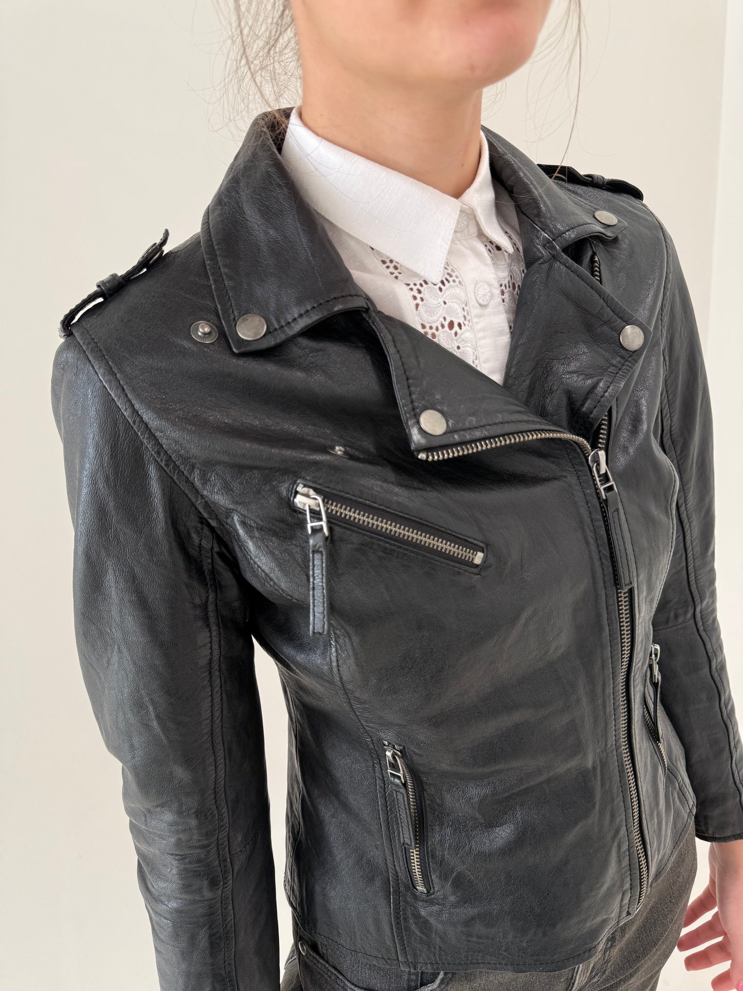 Biker jacket din piele naturală moale