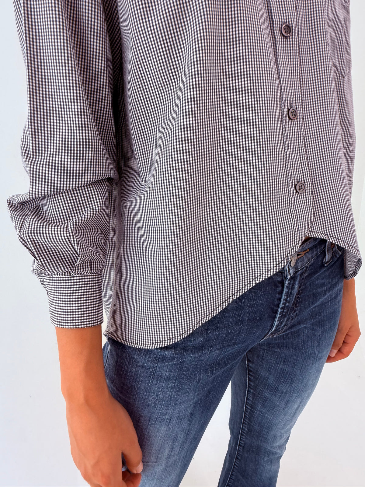 Cămașa Marella by Max Mara gingham alb negru din bumbac premium în croi chic