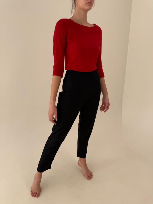 Pantaloni negri țigaretă cu talie ultra înaltă de la zi la seară