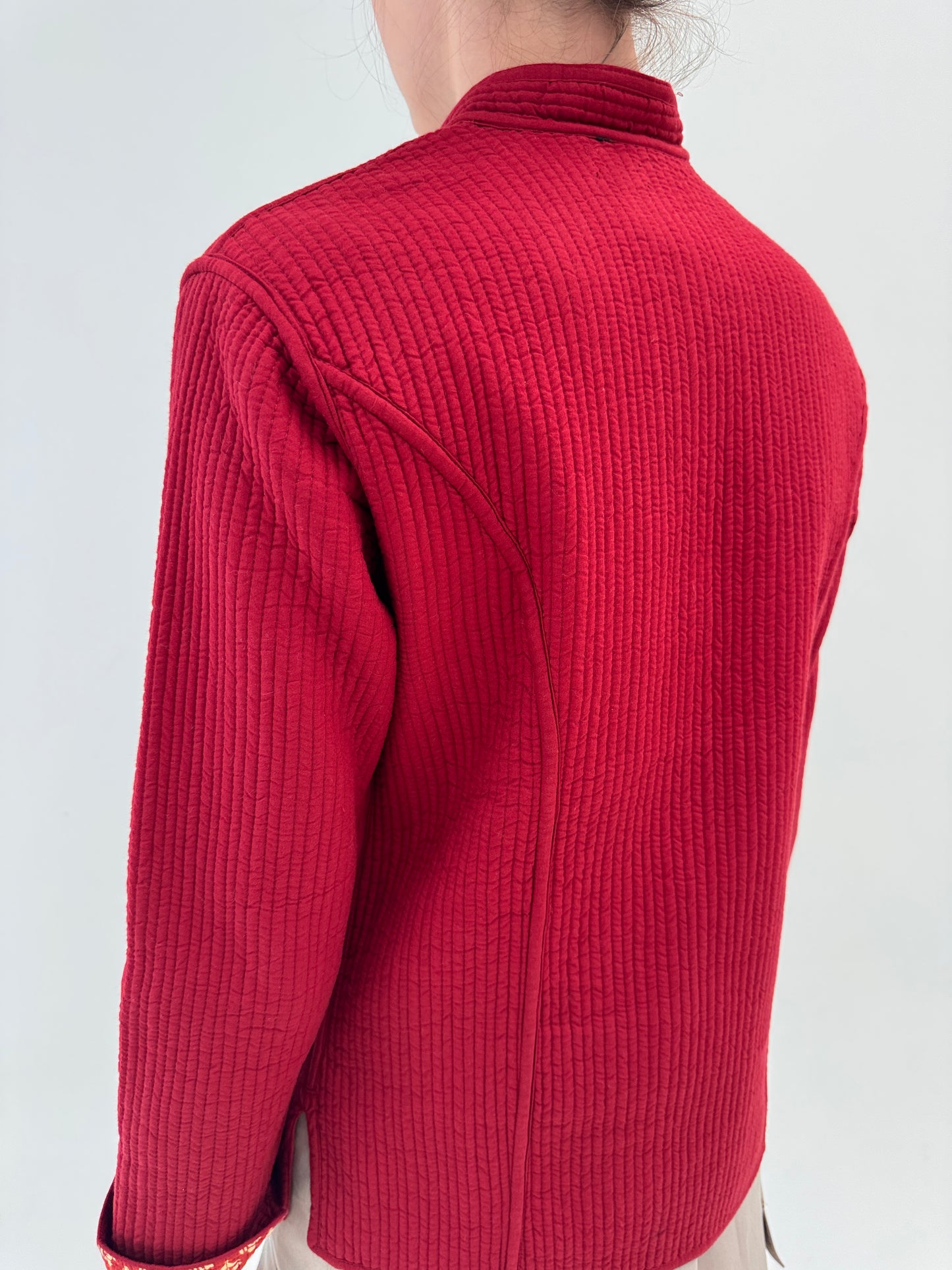 Jacheta din bumbac matlase cu 2 fete dark cherry red