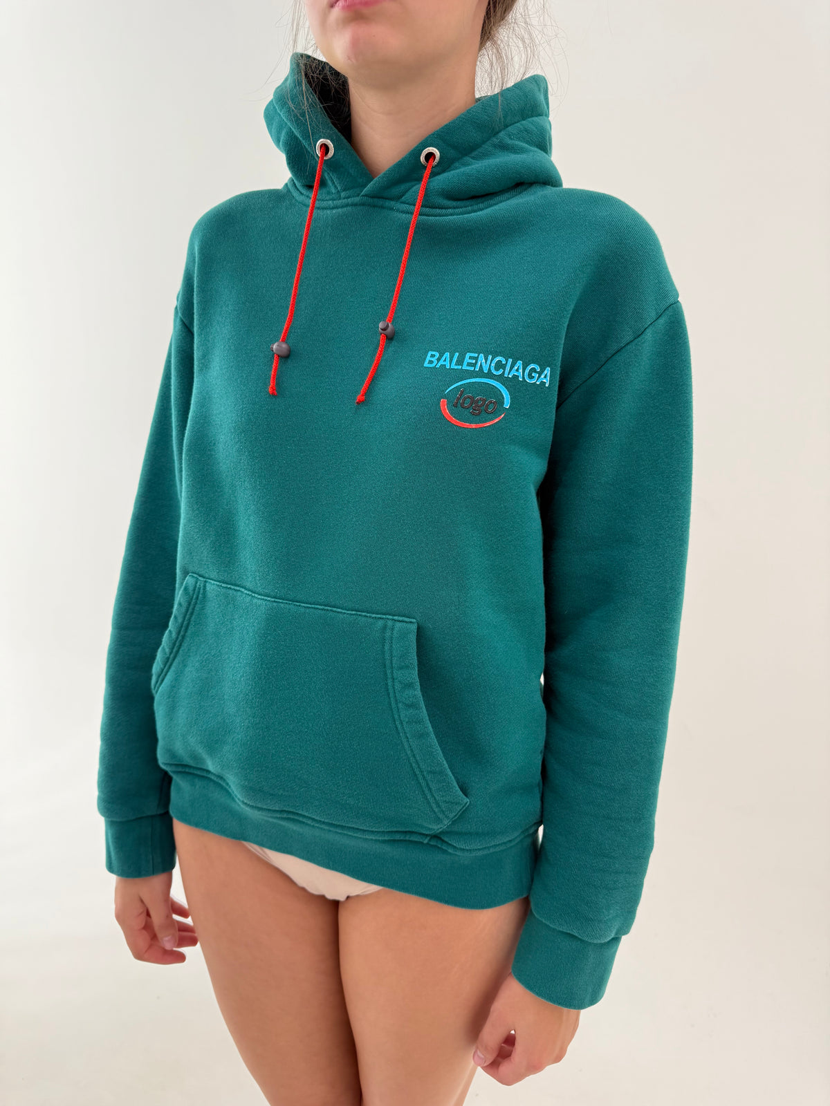 Hanorac Balenciaga colectia unisex din bumbac gros pine green