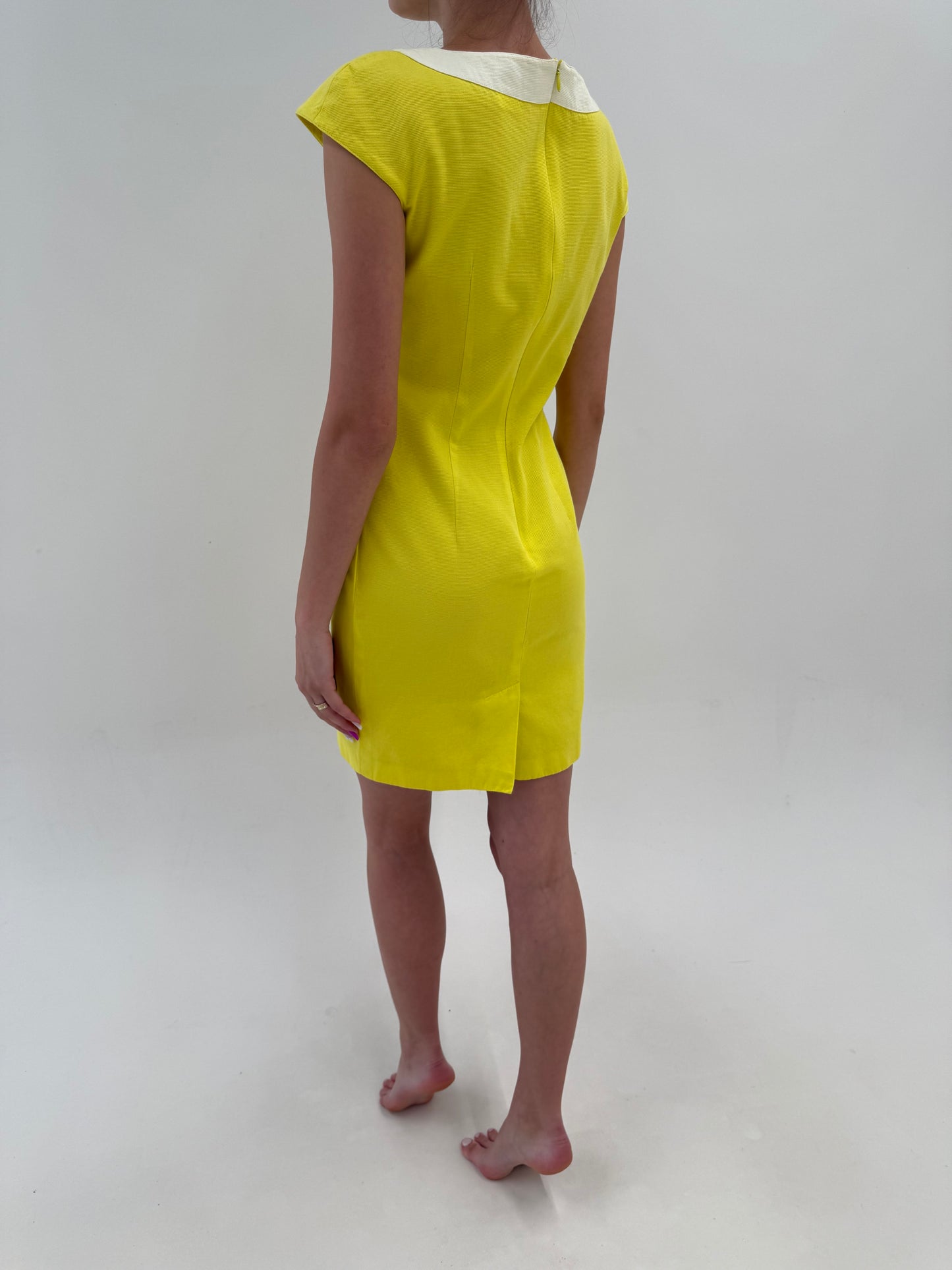 Rochie Marella by Max Mara în croi cambrat din faille de bumbac electric  yellow