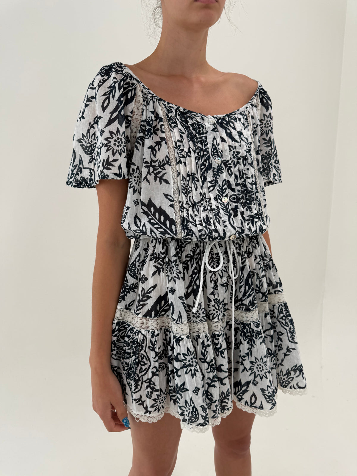 Rochie premium italiană din cea mai fină panzica de bumbac cu talie reglabilă