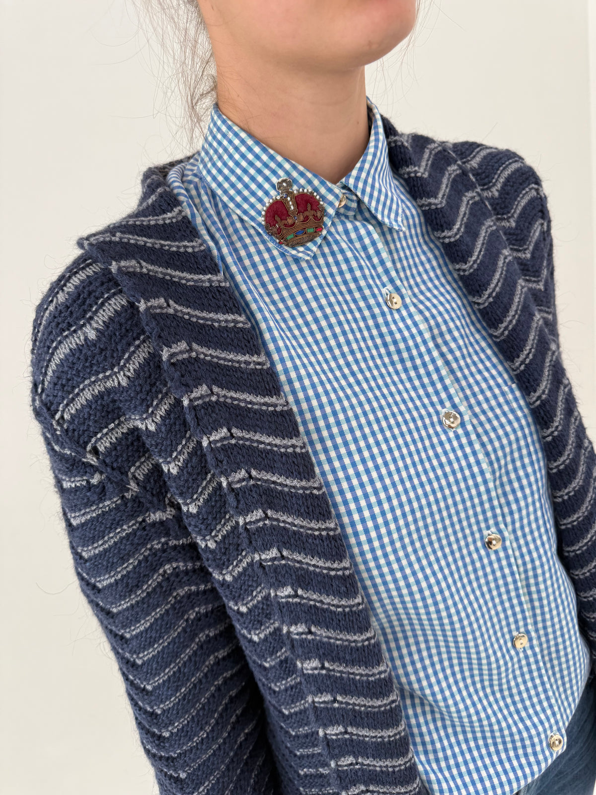 Cardigan din lana cu alpaka din tricot texturat în croi lung